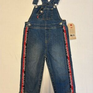 Levi's Kids Blue Denim Overalls Red White & Blue Stripes Toddler 24 Months NWT